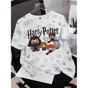 HARRY POTTER X Women's Casual Cute Cartoon & Letter Graphic Short Sleeve